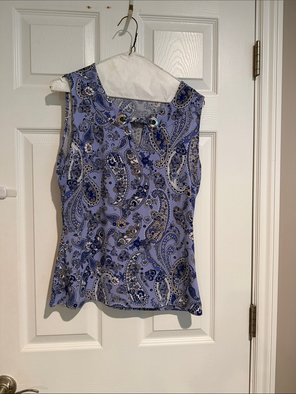 Tommy Hilfiger Paisley Sleeveless Tank Top in Lavender and Navy